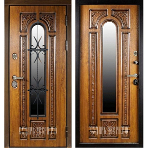 Товар Дверь Сударь Рим с окном и ковкой Голден Оак Винорит DIS002860